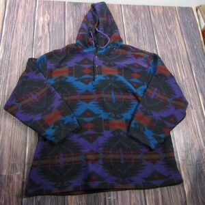 Santana Fleece Hoodie Mens XL Multicolor Southwestern Geometric Tribal Pullover
